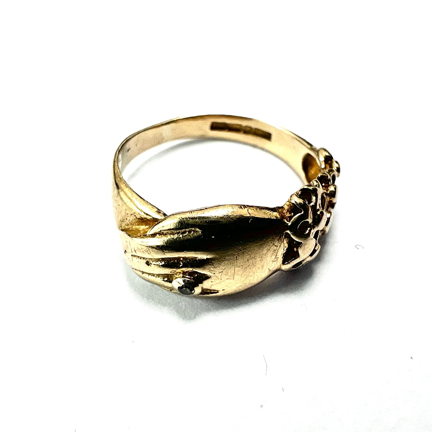 Vintage Georgian Style 9CT Gold Diamond Hand Ring