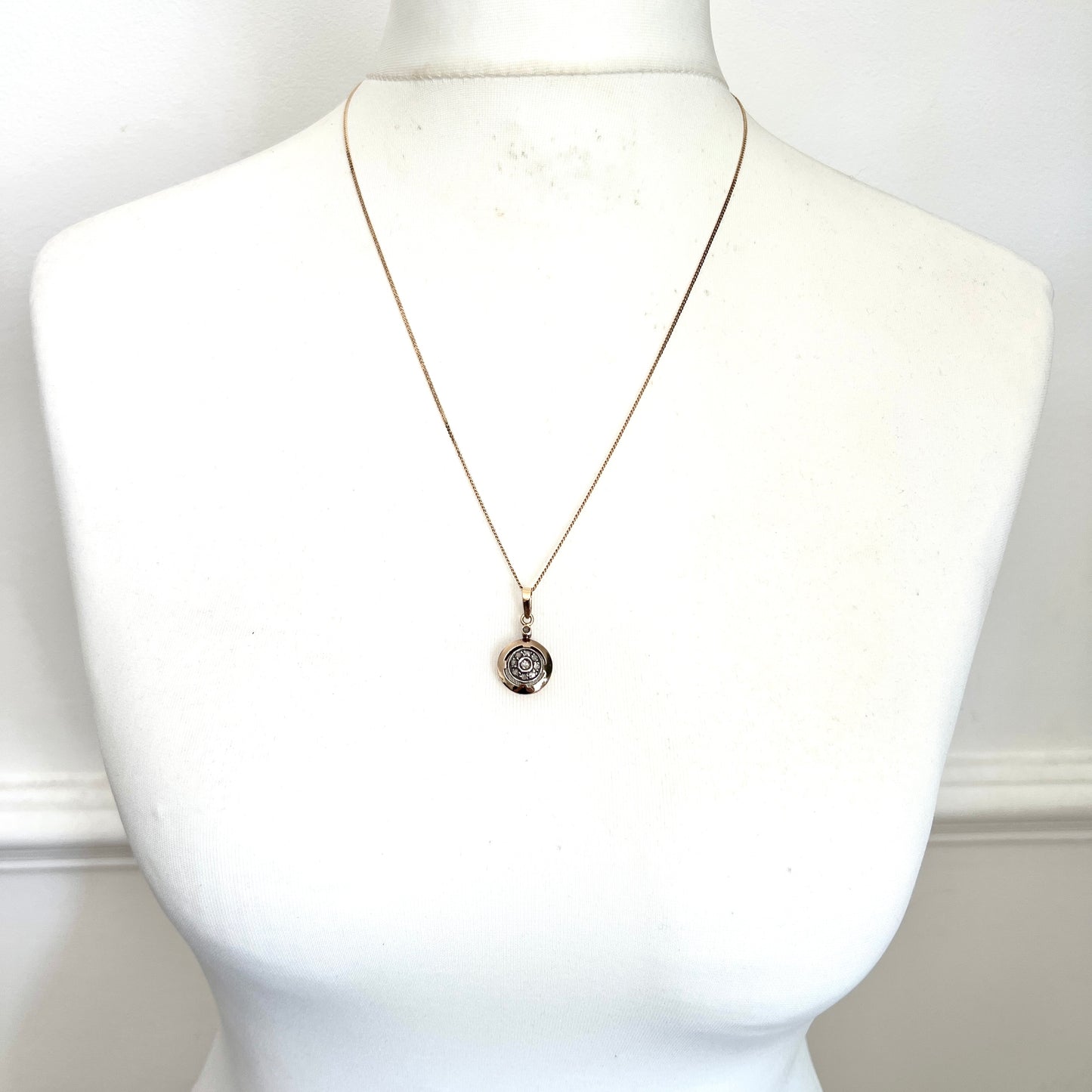 Vintage Rose Cut Diamond 14CT Gold Target Necklace