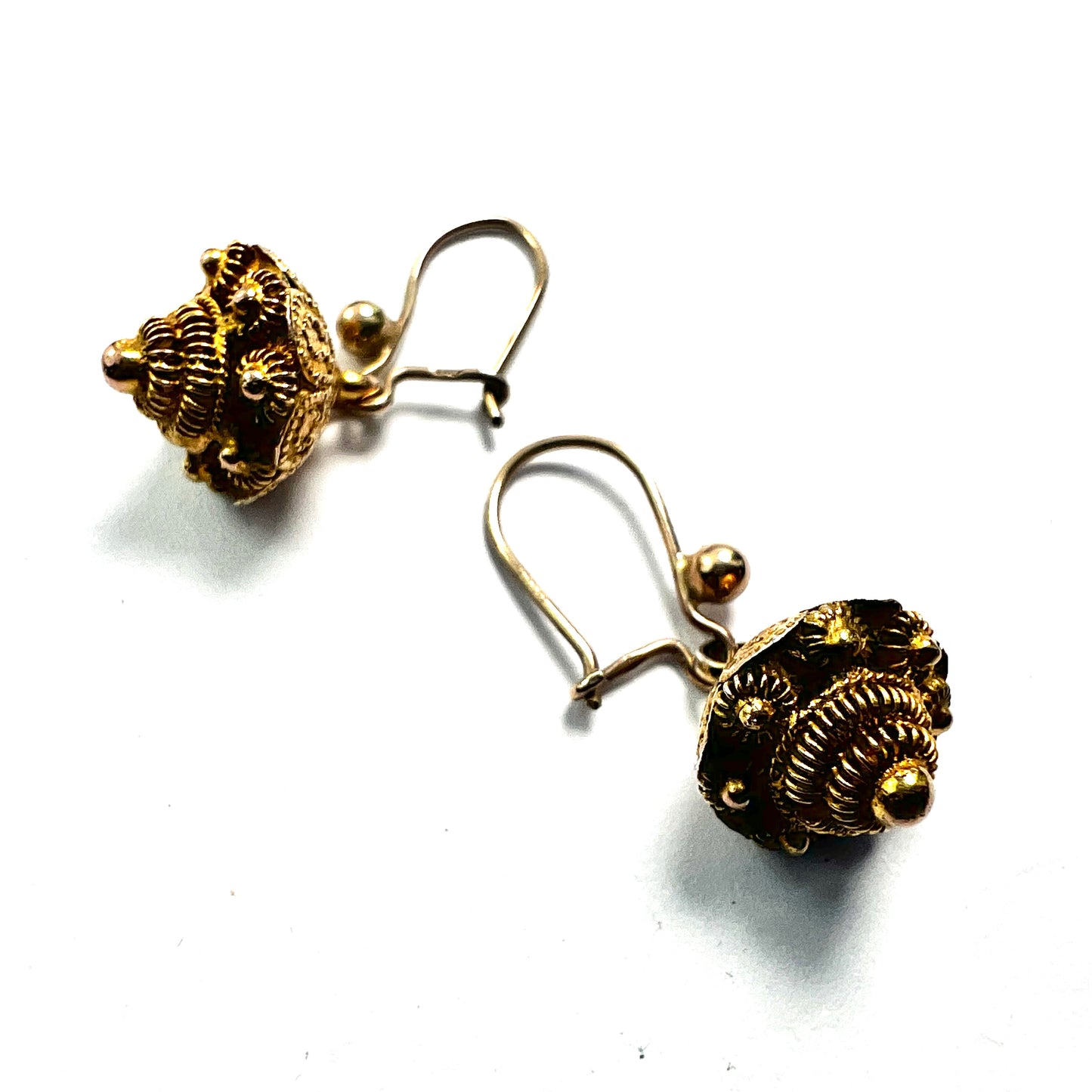 Victorian Gold Cannetille Drop Earrings
