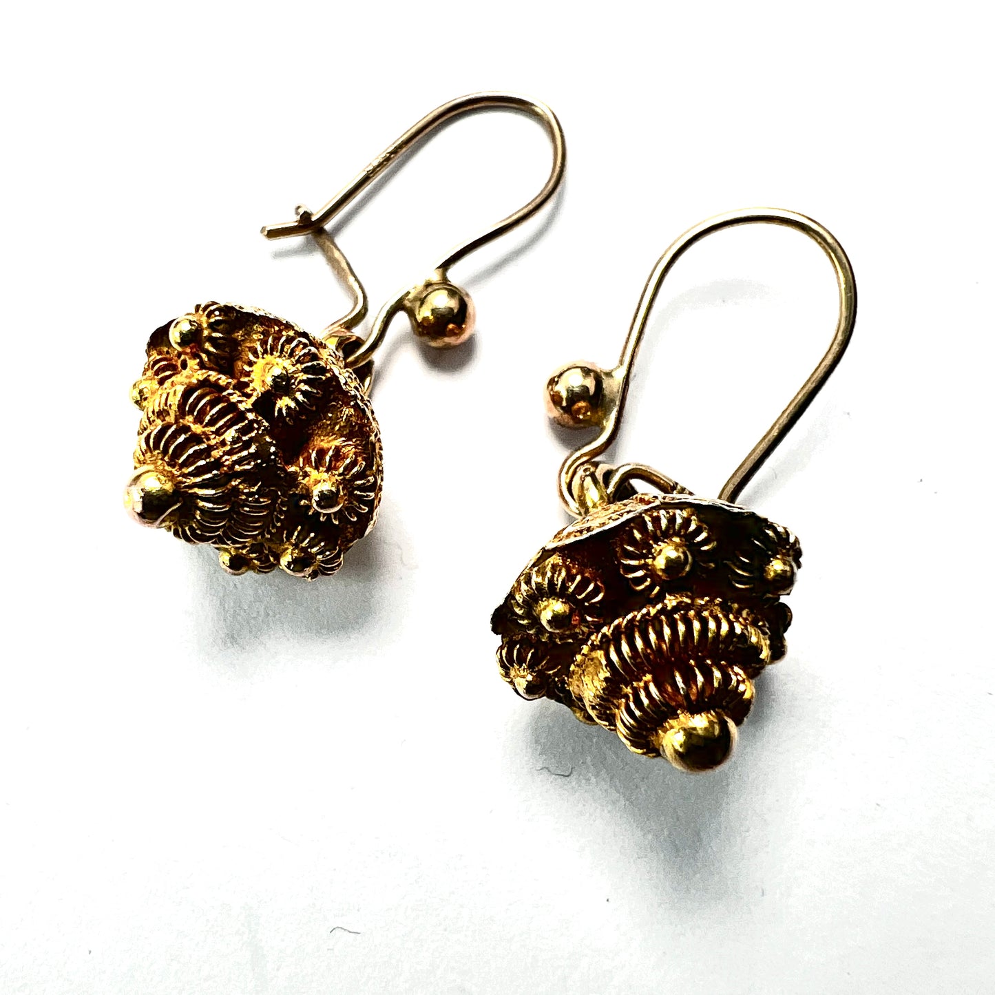 Victorian Gold Cannetille Drop Earrings