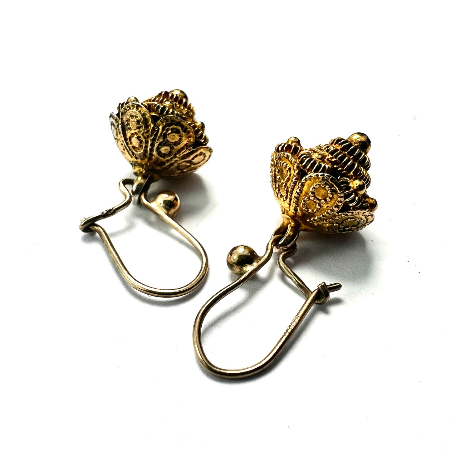 Victorian Gold Cannetille Drop Earrings
