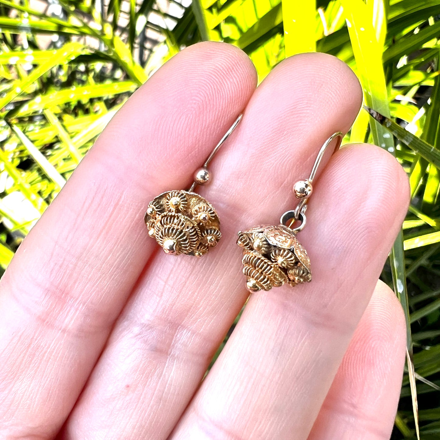 Victorian Gold Cannetille Drop Earrings