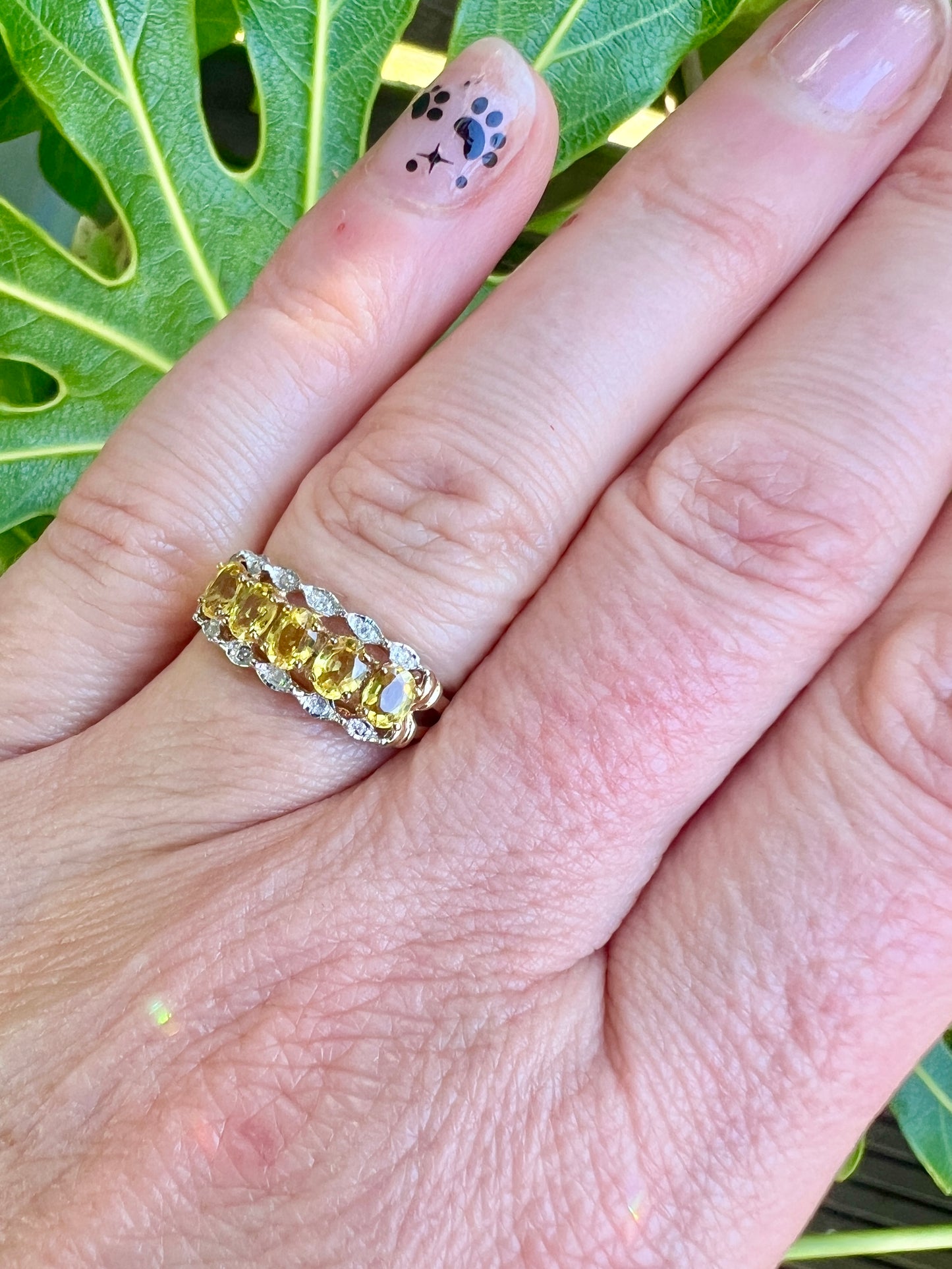 Vintage Yellow Sapphire and Diamond 9CT Gold Ring