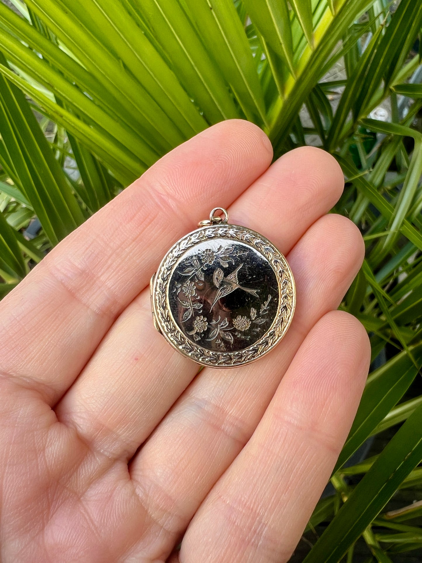 Victorian Rolled Gold Swallow Locket Pendant