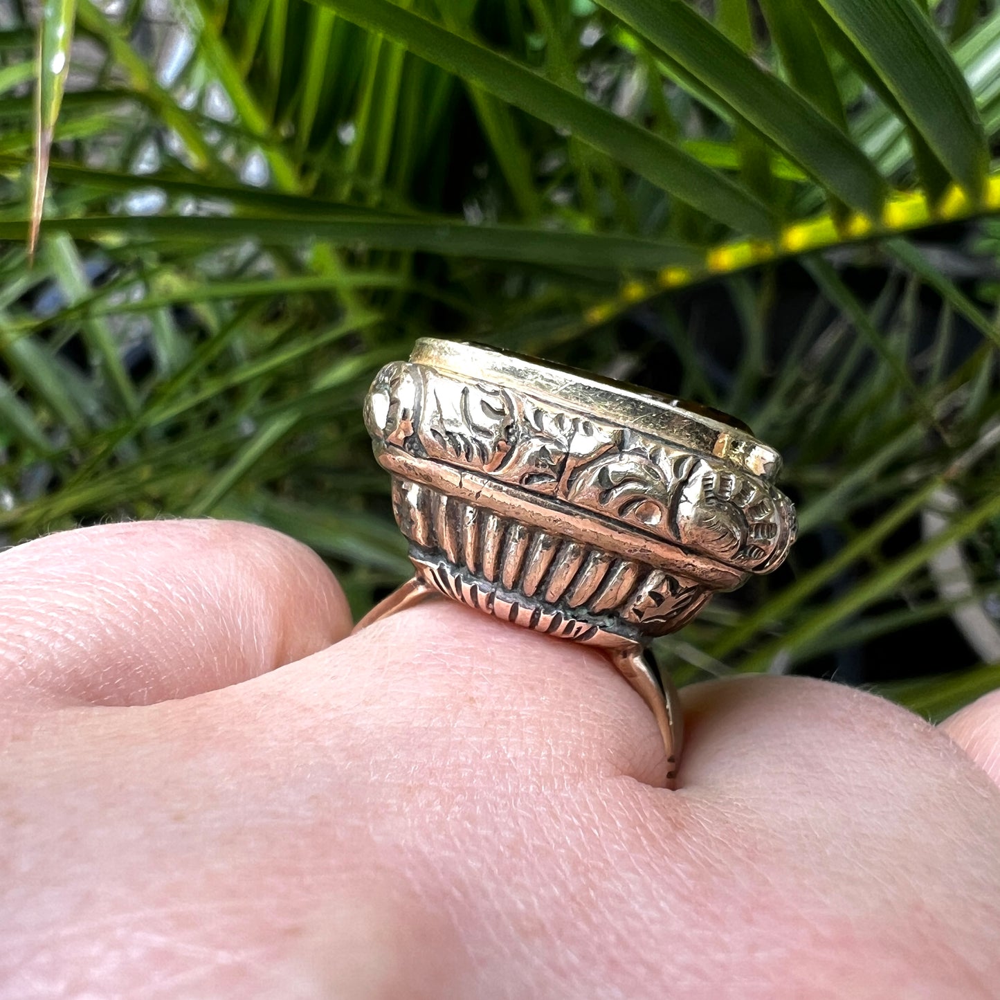 Huge Antique Seal Conversion 9CT Gold Ring