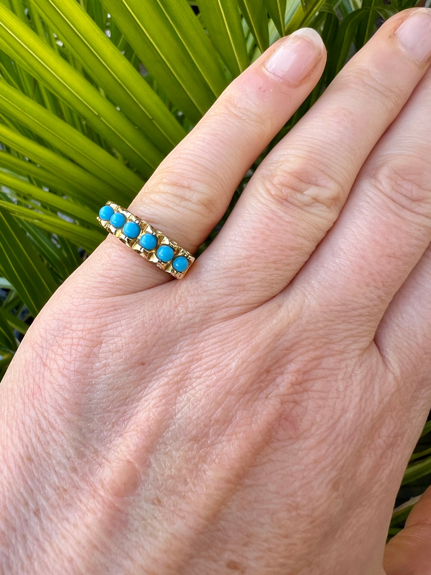 Vintage 18CT Gold Turquoise Mid Century Modernist Ring
