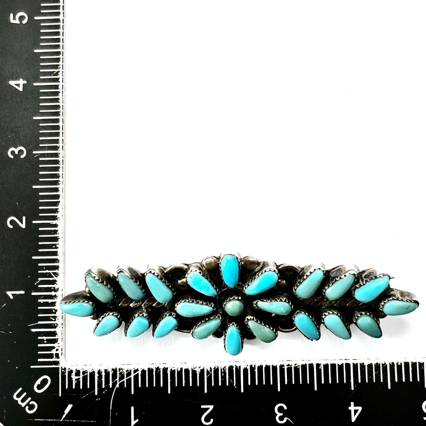 Vintage Zuni Turquoise Flower Brooch by RAE