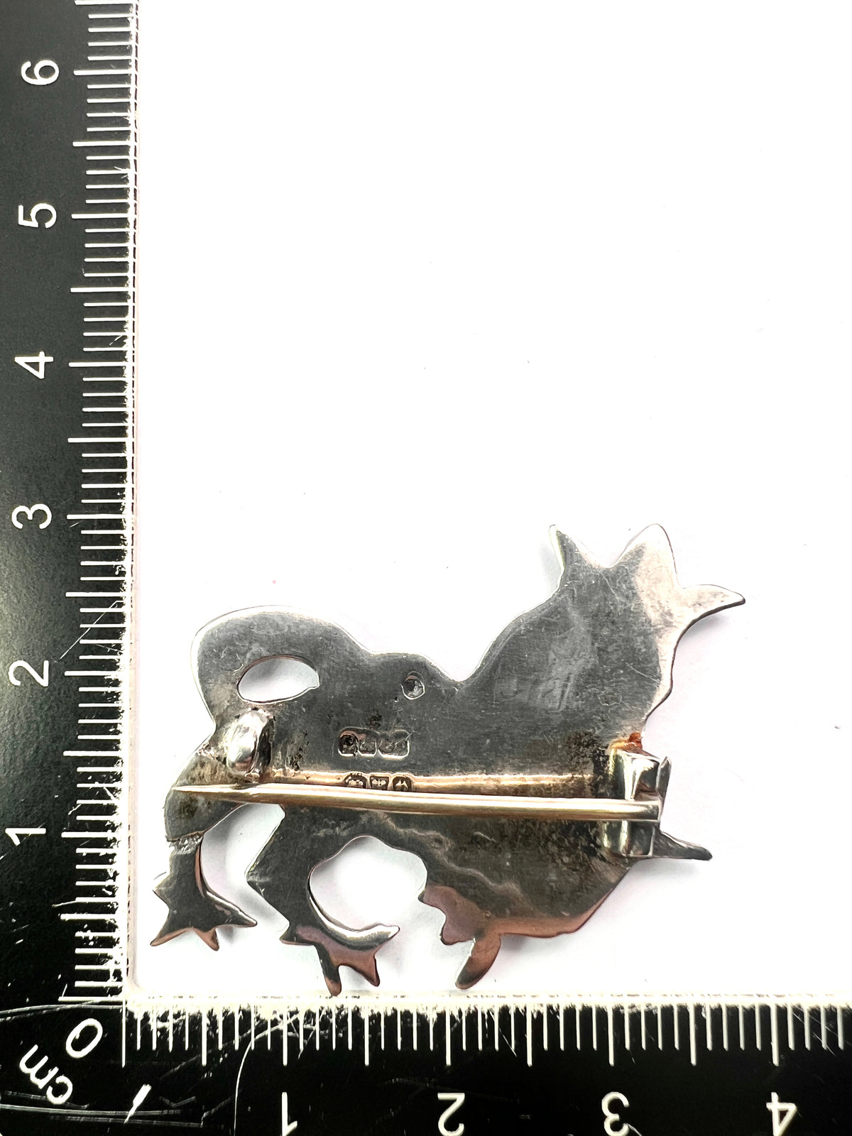Vintage Crowned Lion Sterling Silver Medieval Style Pilgrimage Brooch Badge