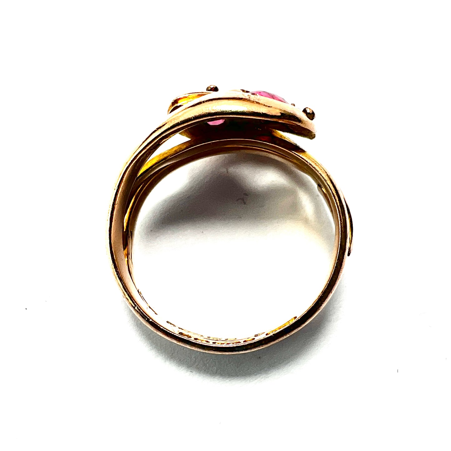 1906 Edwardian 9CT Gold Garnet Double Snake Ring
