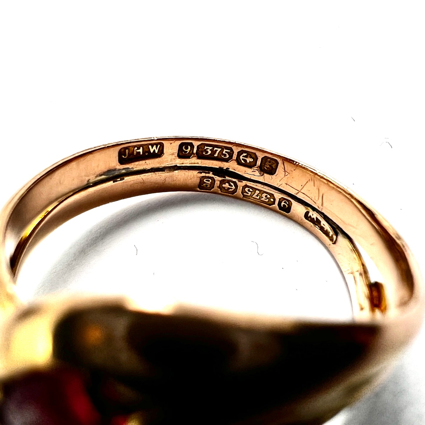 1906 Edwardian 9CT Gold Garnet Double Snake Ring