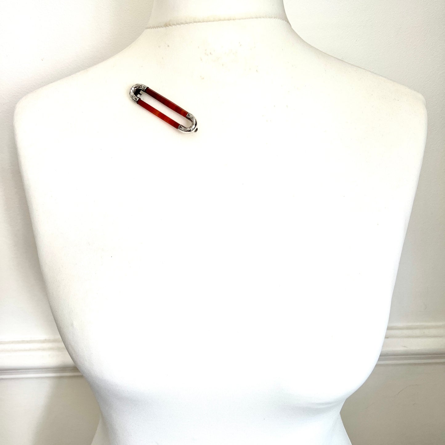 Victorian Scottish Red Agate Silver Kilt Pin Brooch