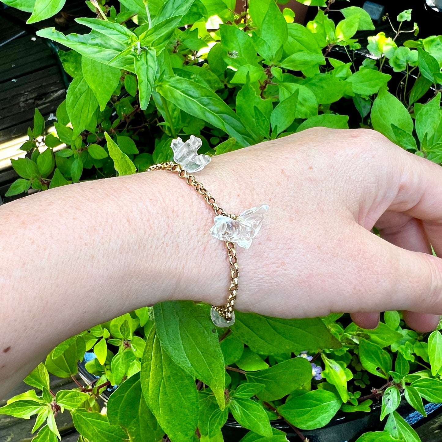Rare Vintage 18CT Gold Rock Crystal Animal Charm Bracelet