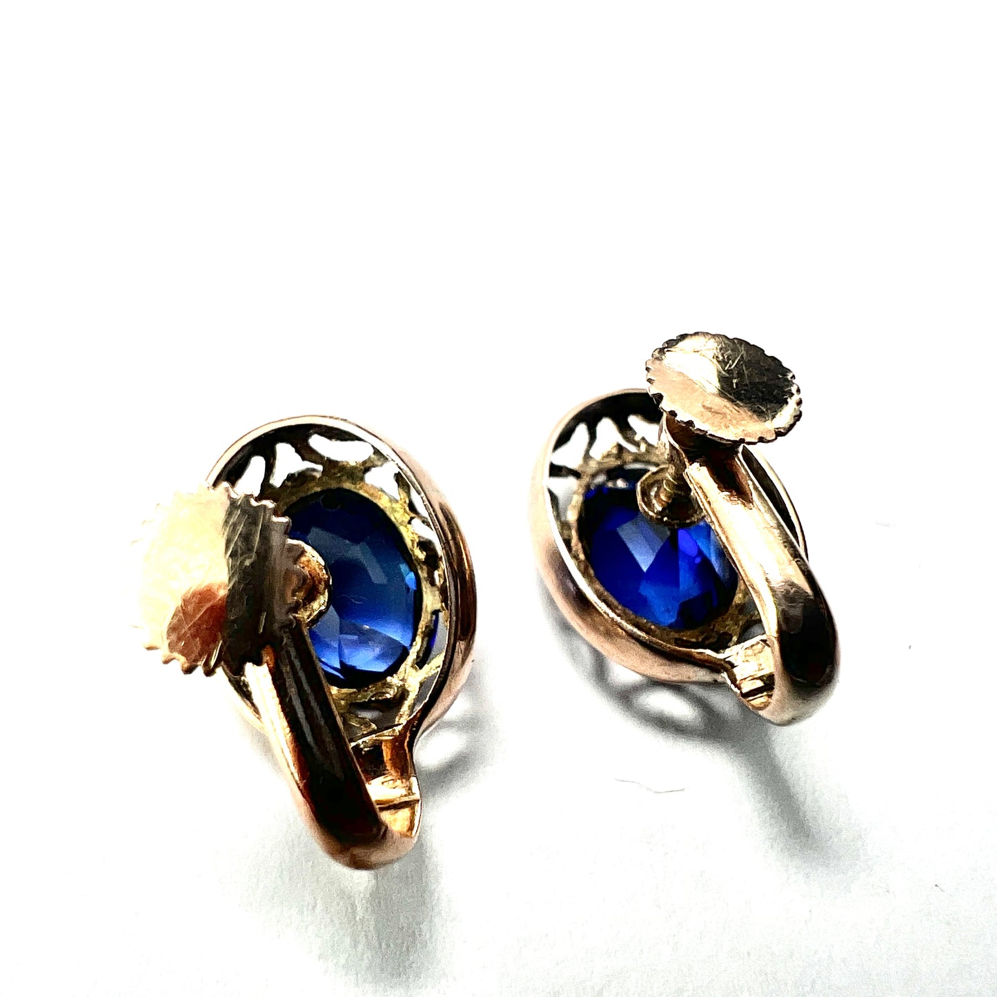 Vintage 9CT Gold Sapphire Screwback Earrings