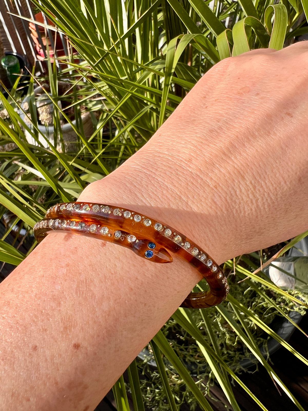 Art Deco Faux Tortoiseshell Snake Bangle