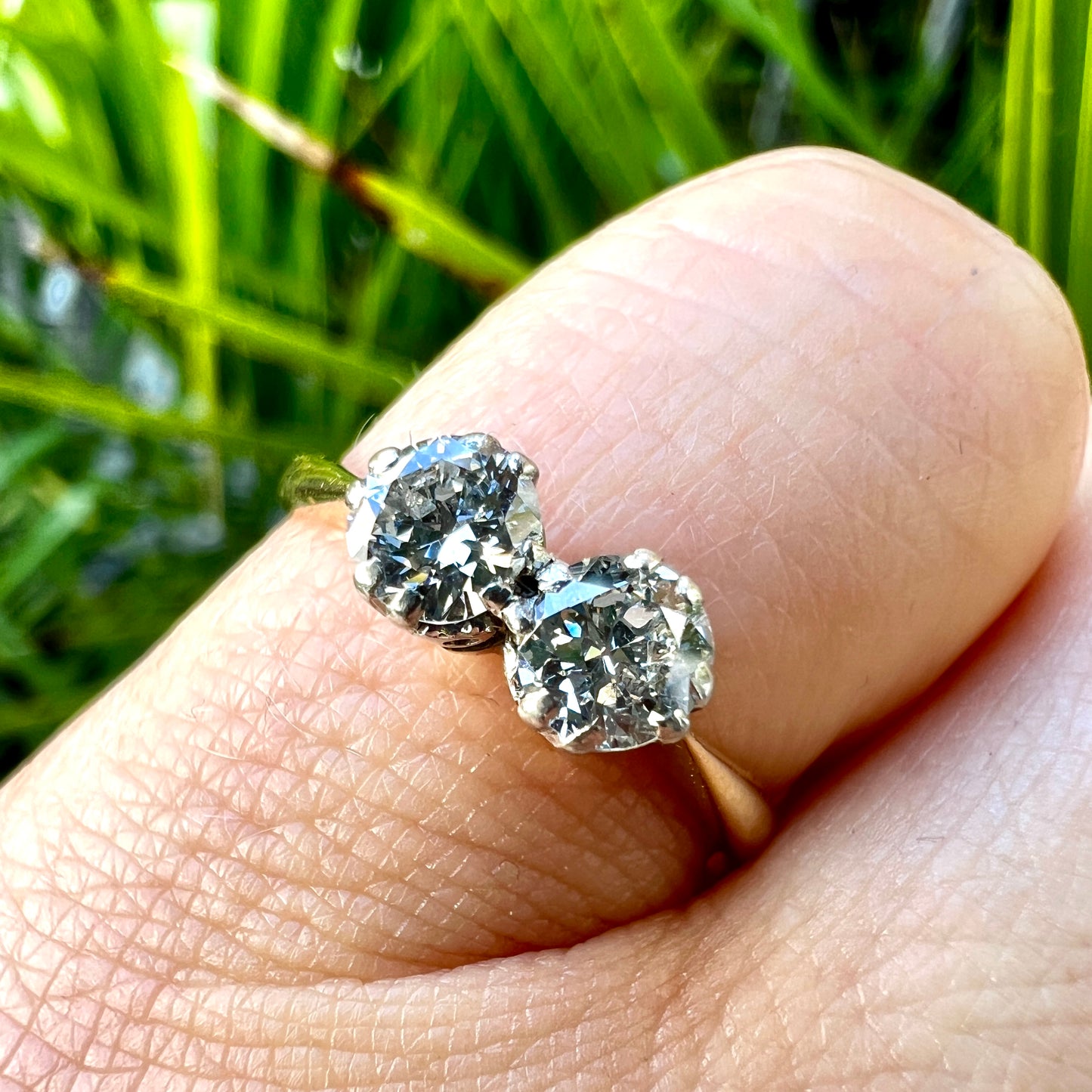Vintage Toi Et Moi 18CT Gold and Platinum Diamond Ring