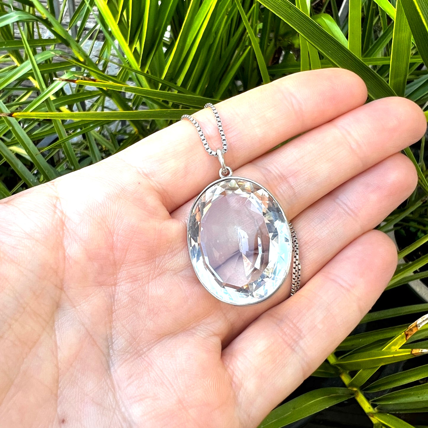 Arts and Crafts Rock Crystal Silver Pendant