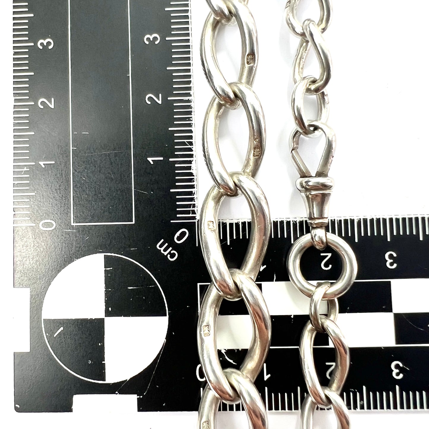 Victorian Silver Graduated Curb Chain Necklace with Dog Clip