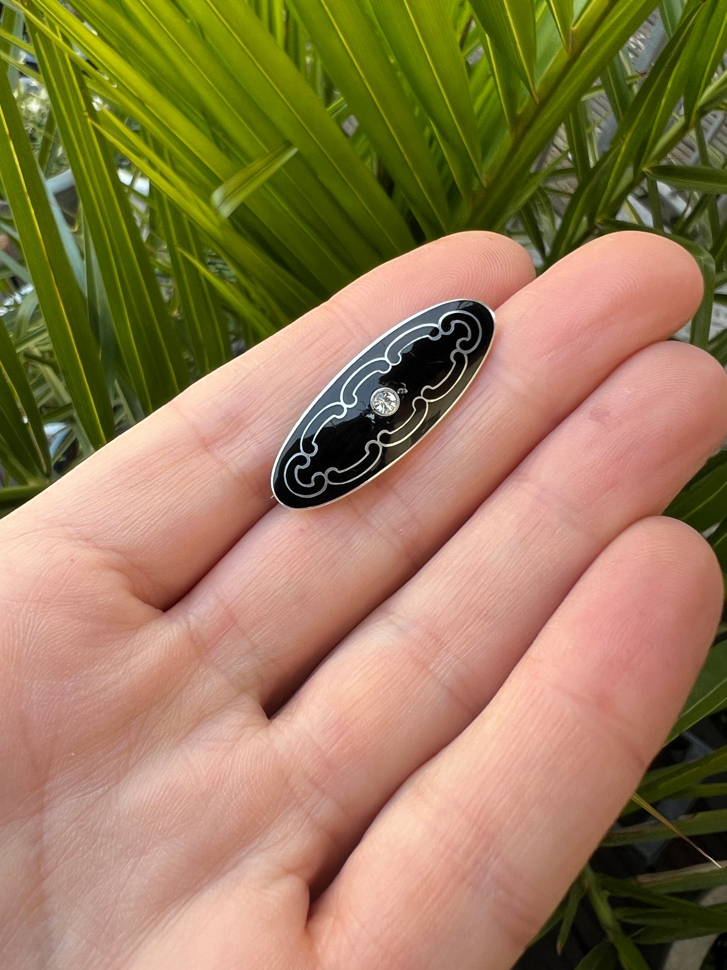 Art Deco Enamelled Silver Paste Brooch