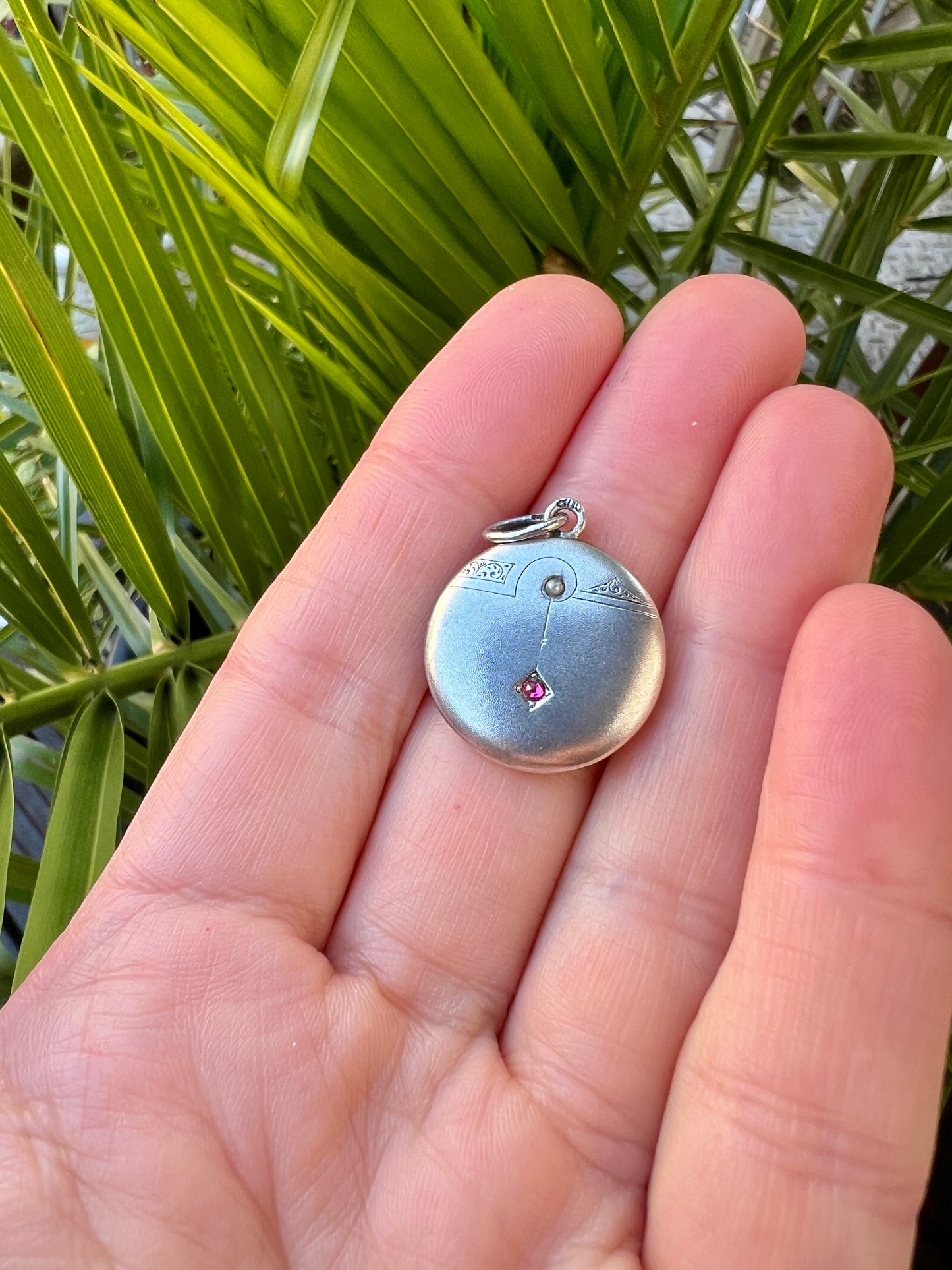 Art Nouveau Jugendstil Pearl and Paste Silver Pendant