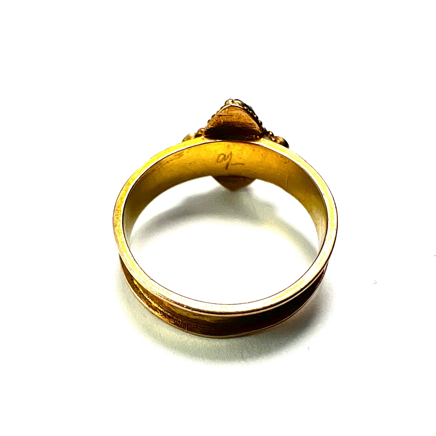 Victorian 15CT Gold Sardonyx and Pearl Forget me Not Memorial Ring