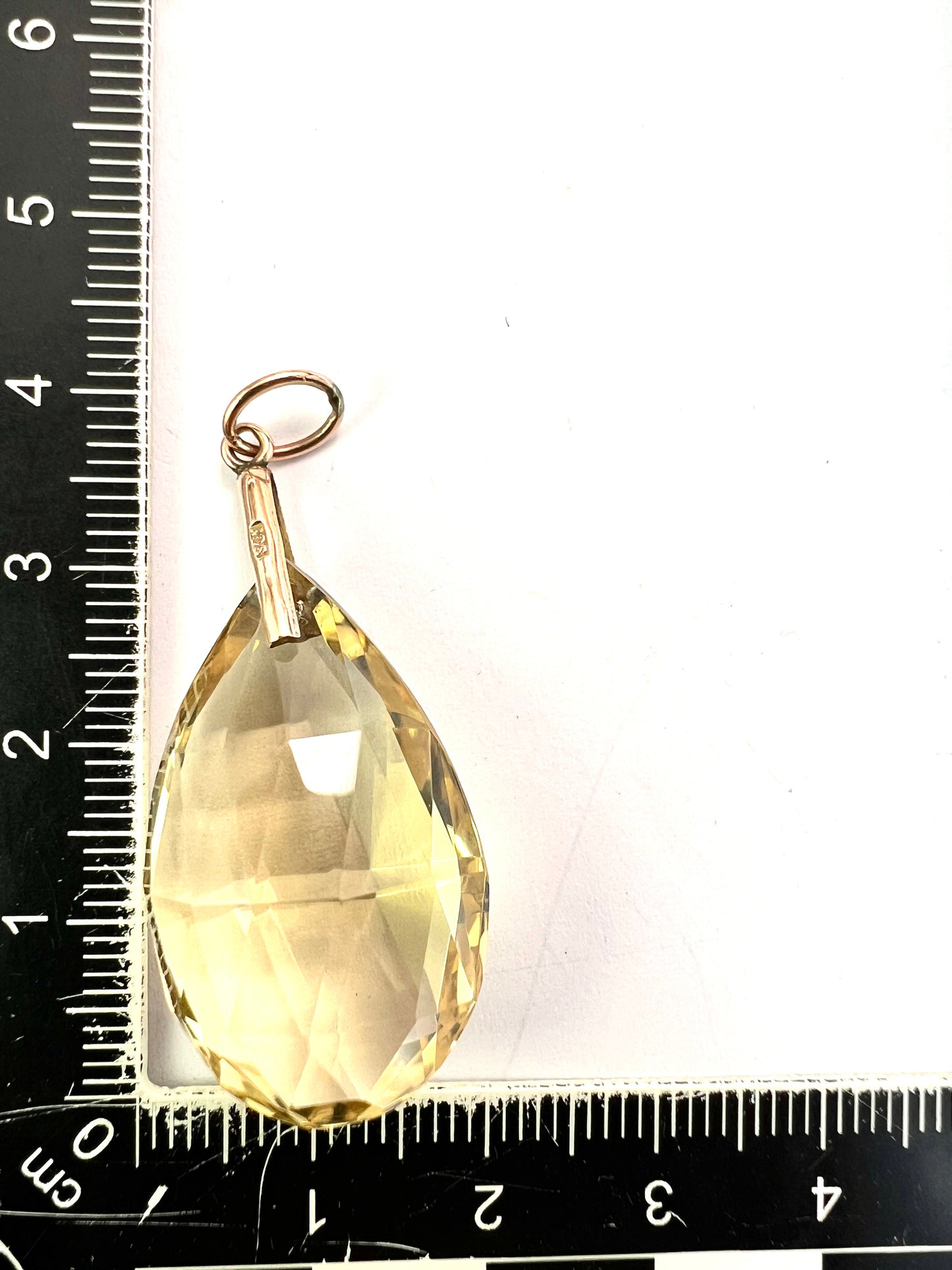 Arts and Crafts 9CT Gold Citrine Teardrop Pendant