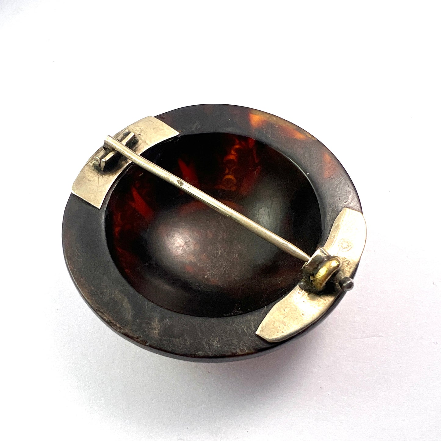 Victorian Gold and Silver Inlay Pique Brooch
