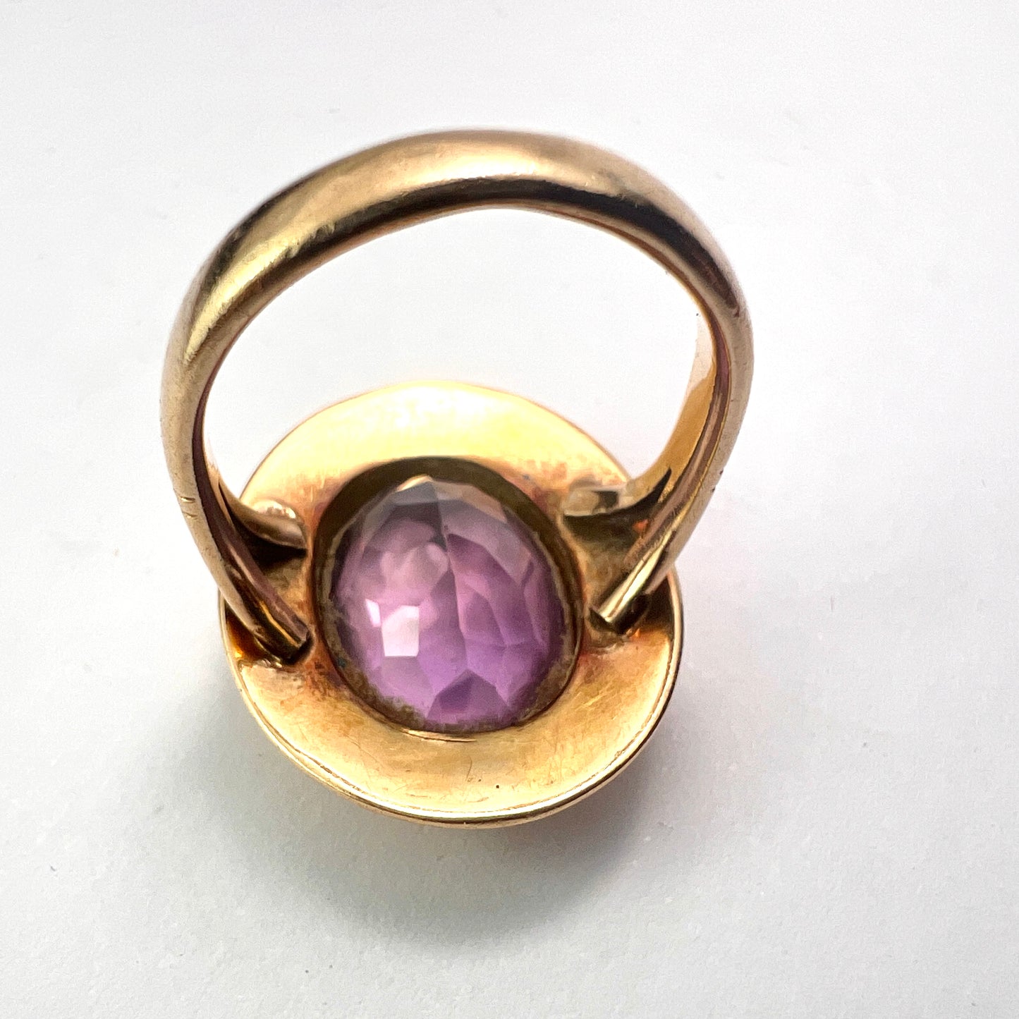 Large Vintage Victorian Style 9CT Gold Amethyst Ring