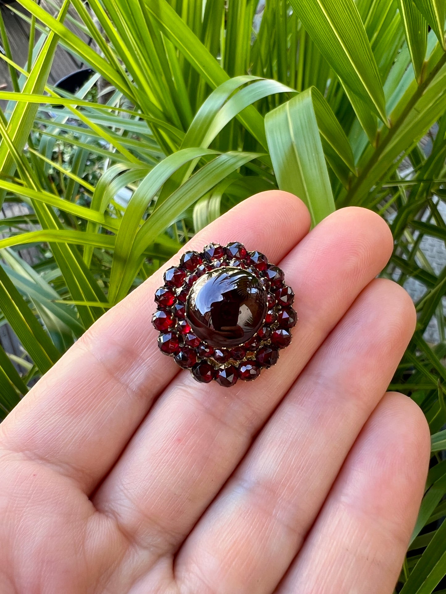 Victorian Bohemian Garnet Cluster Brooch