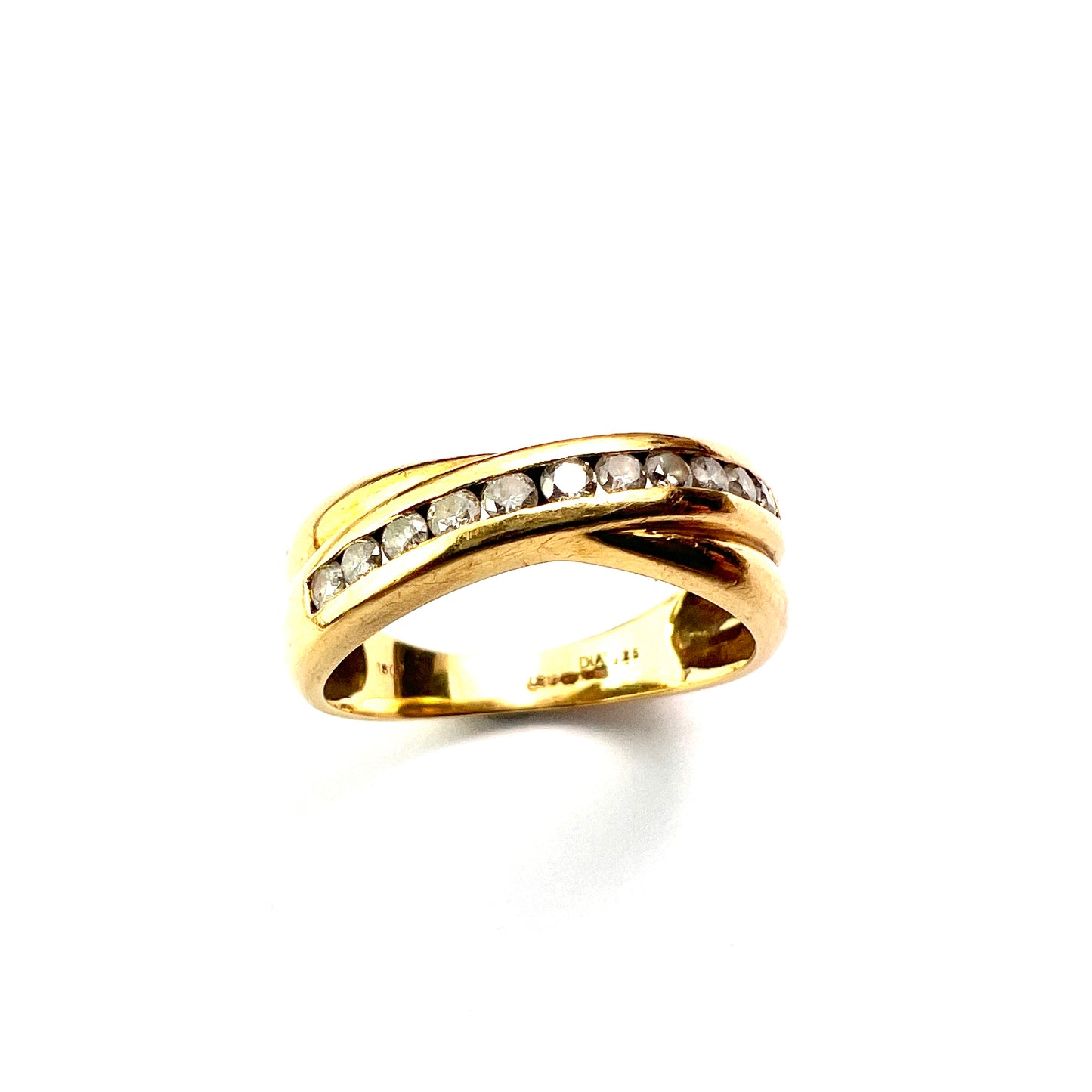 Vintage 18CT Gold Diamond Crossover Ring