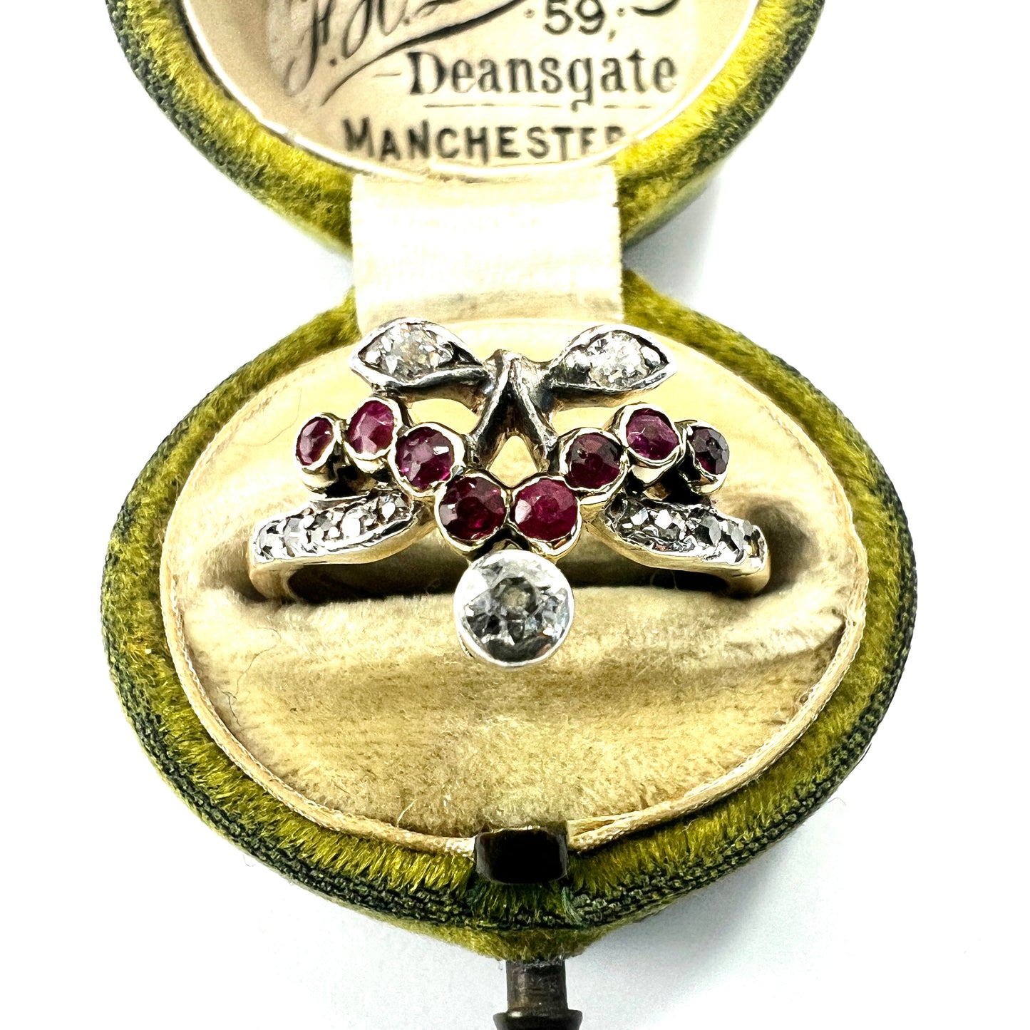 Austro Hungarian Ruby and Diamond 14CT Gold Cherries Ring