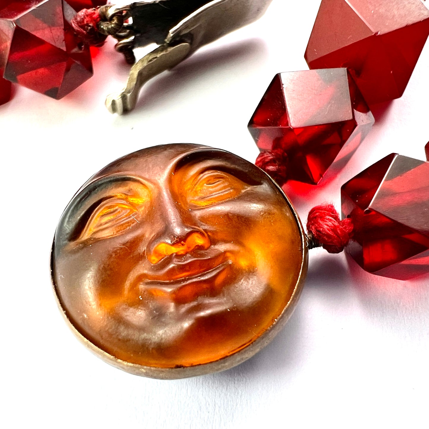 Vintage Man in the Moon Cherry Amber Resin Bracelet