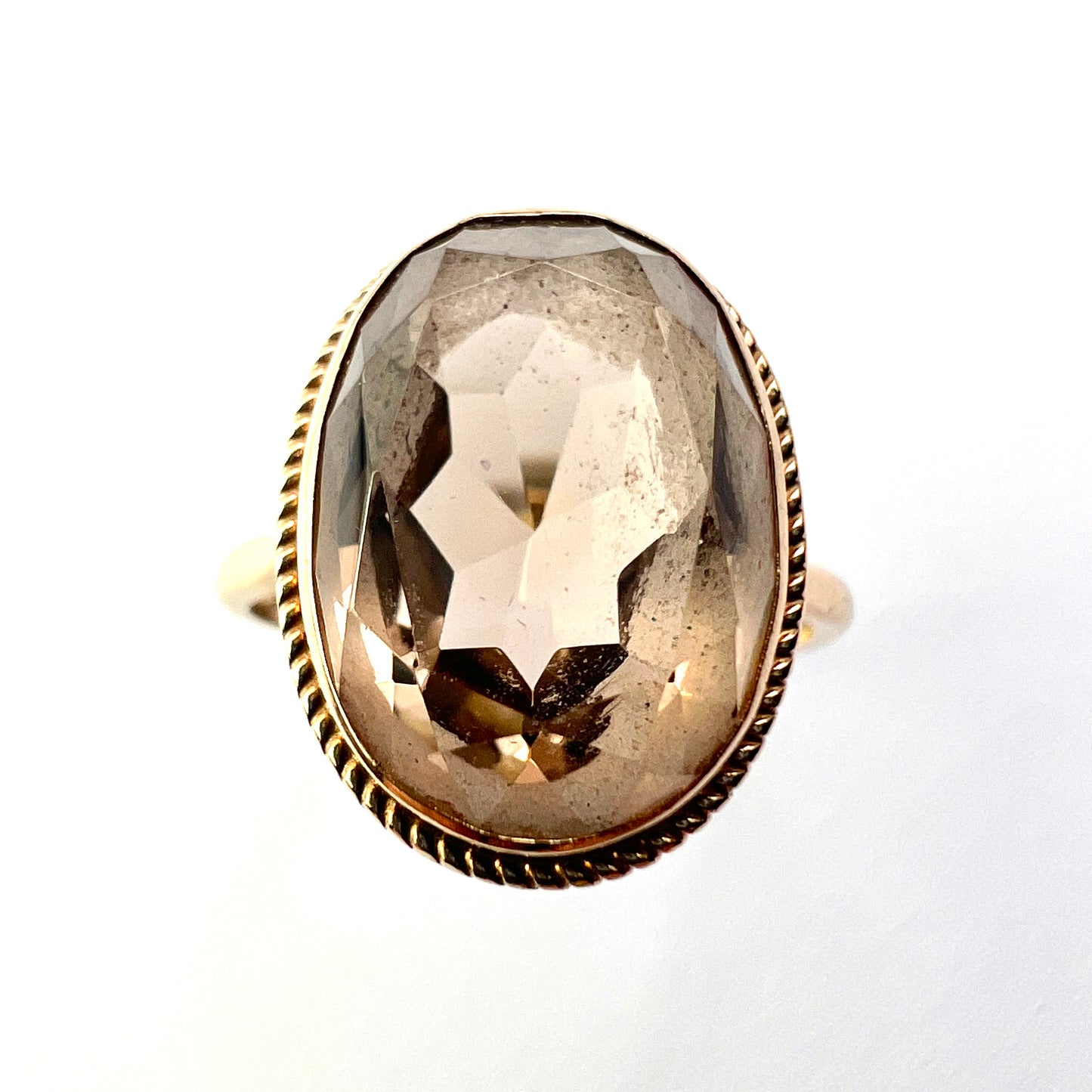 Vintage 9CT Gold Smoky Quartz Ring