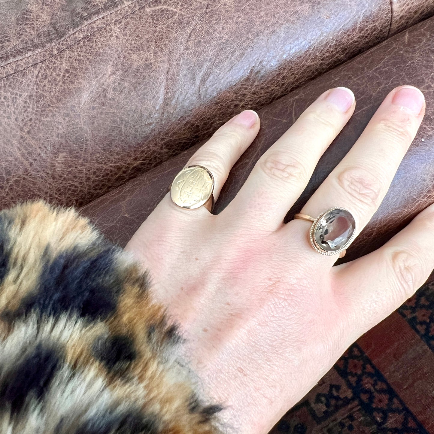 Vintage 9CT Gold Smoky Quartz Ring