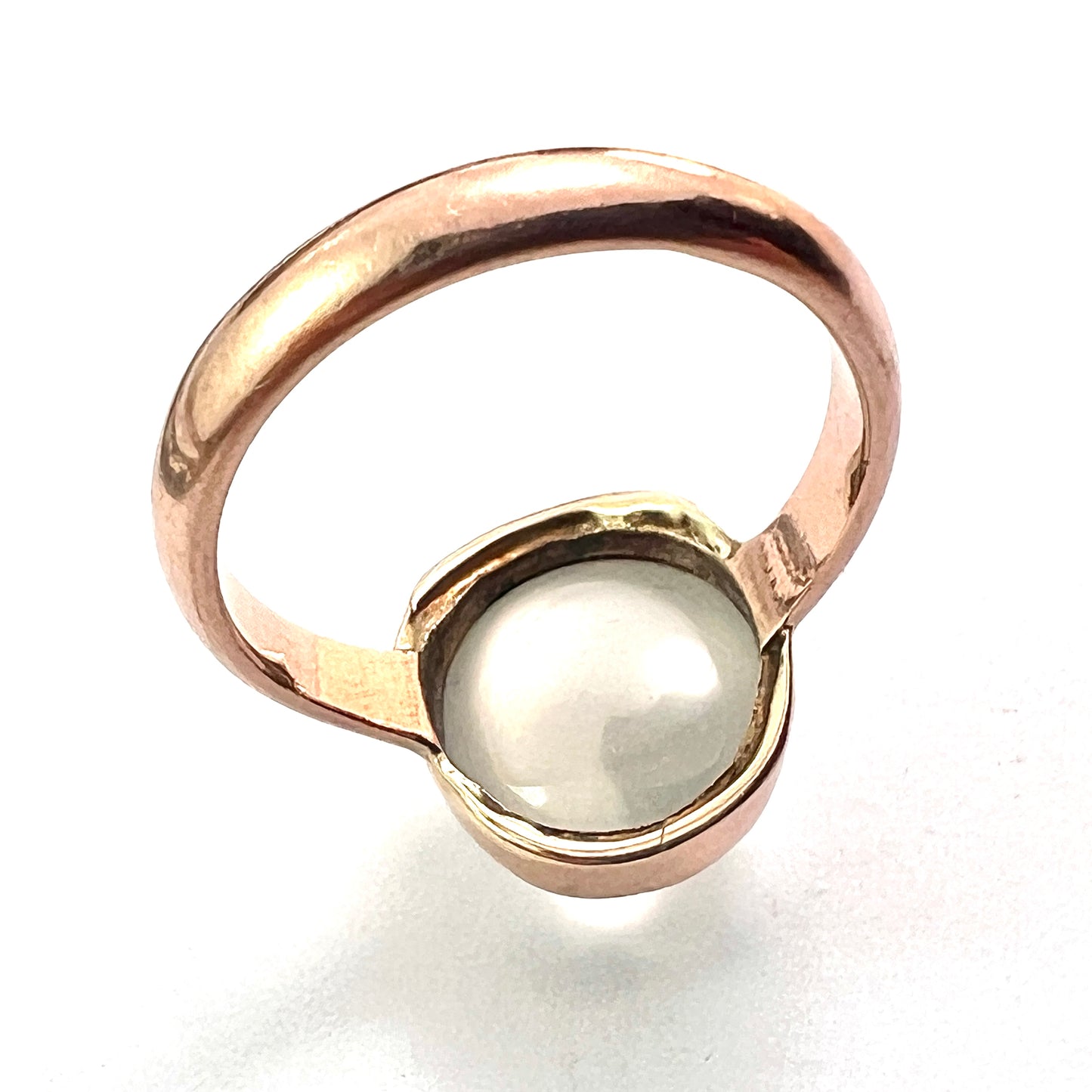 Vintage 9CT Rose Gold Moonstone/Quartz Ring