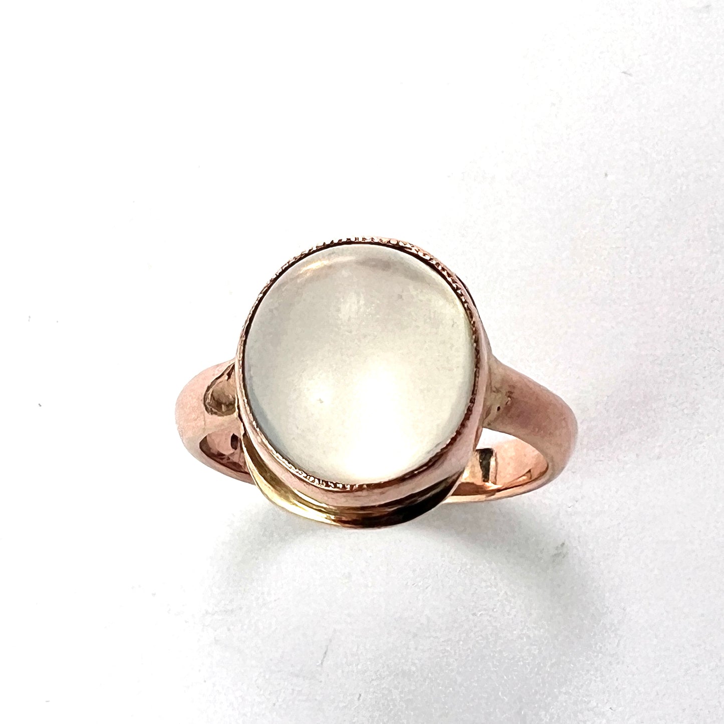 Vintage 9CT Rose Gold Moonstone/Quartz Ring