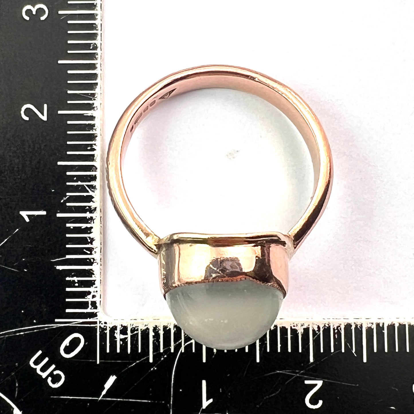 Vintage 9CT Rose Gold Moonstone/Quartz Ring