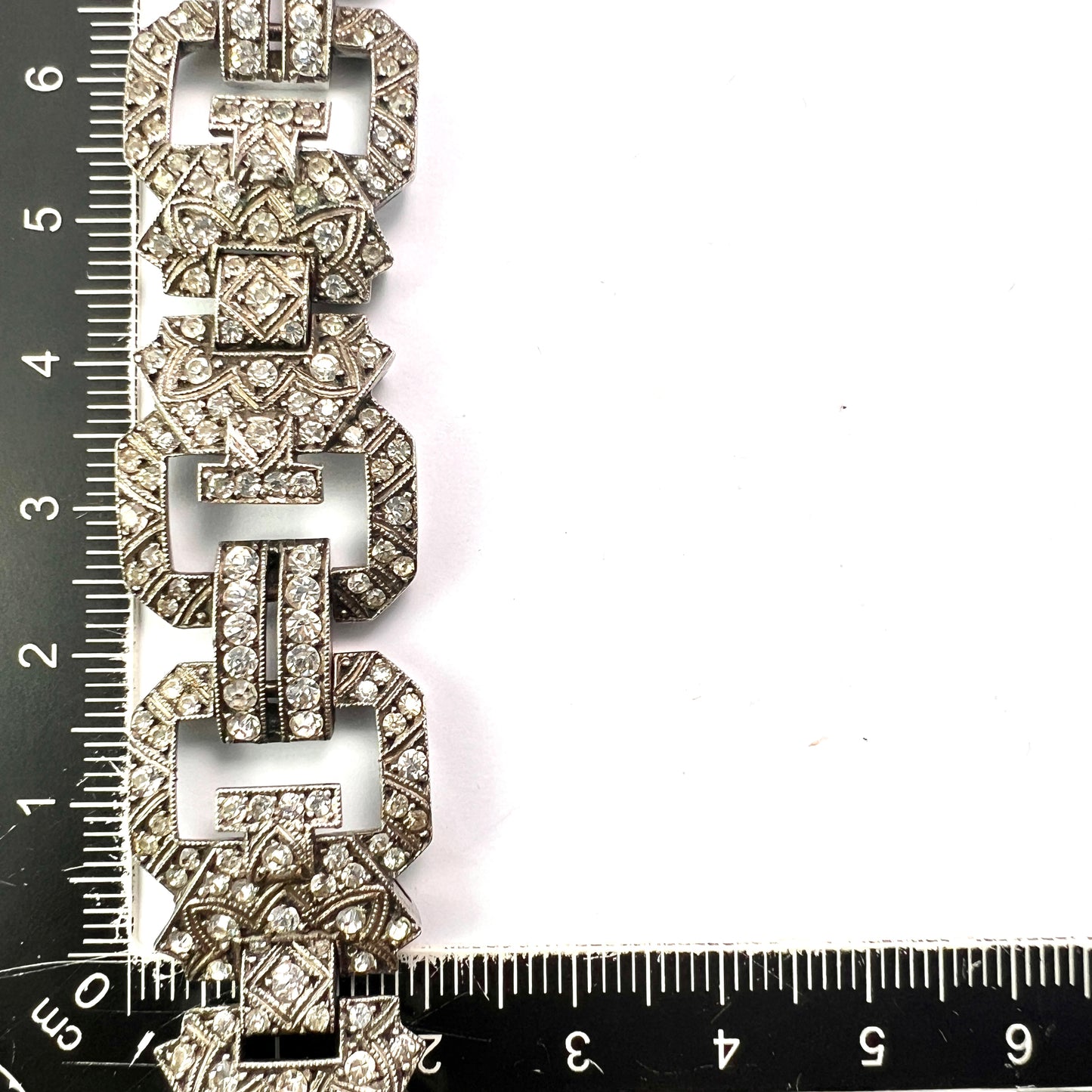 Chunky Vintage Art Deco Silver Paste Bracelet