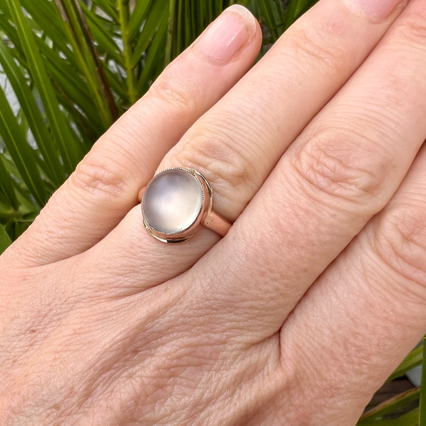 Vintage 9CT Rose Gold Moonstone/Quartz Ring