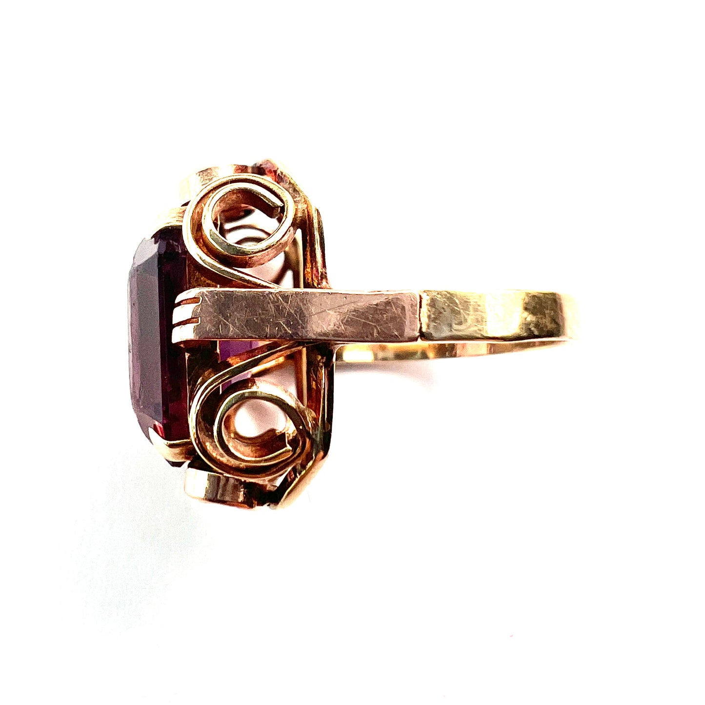 Vintage 1940s 14CT Gold Amethyst Paste Ring