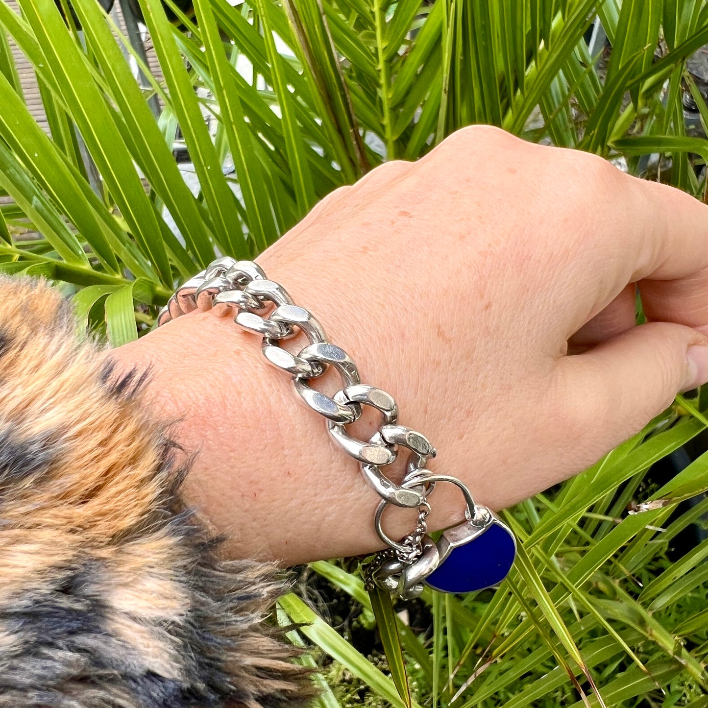 Victorian Hallmarked Silver Scottish Bracelet with Lapis Lazuli Padlock