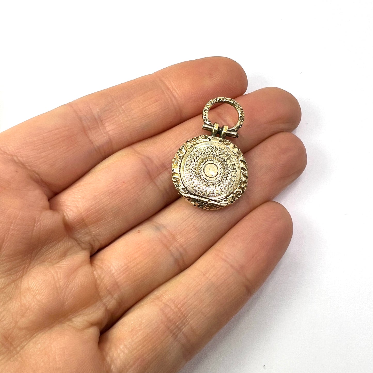 Tiny Victorian Pocket-Watch Style Locket Pendant