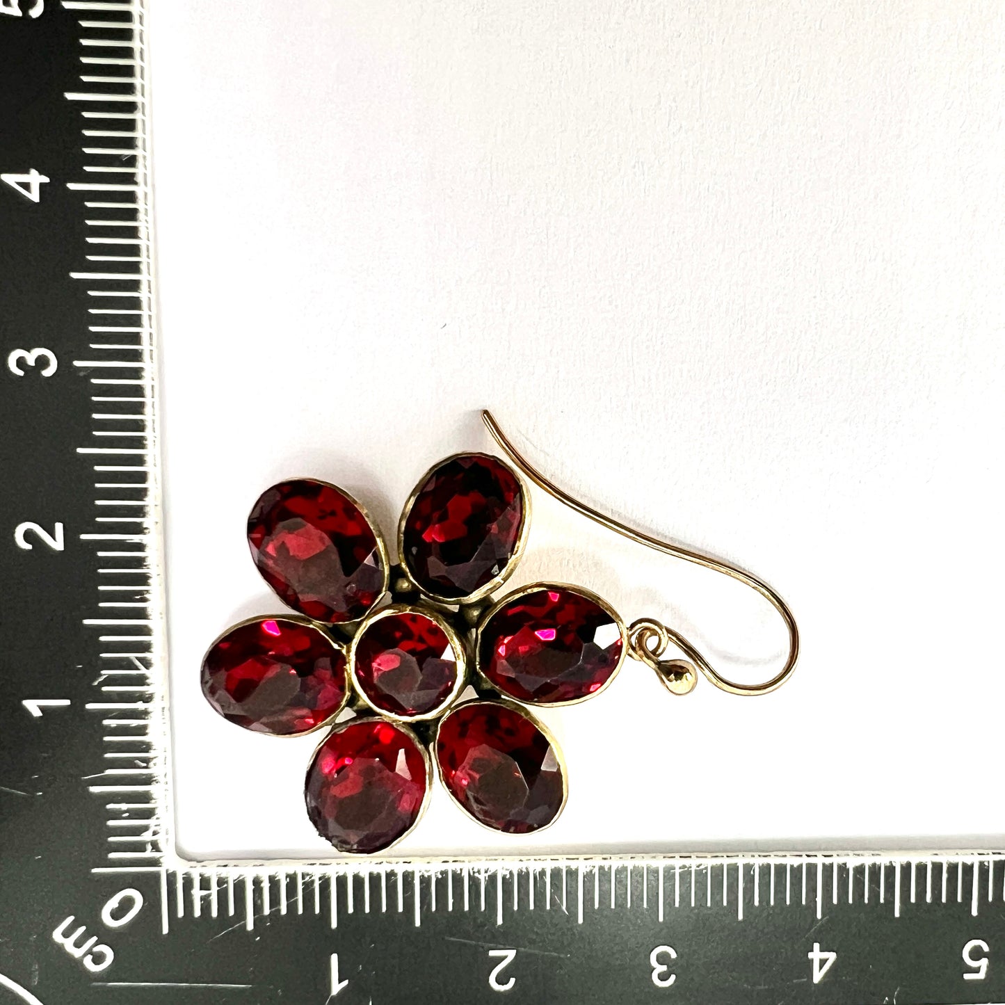 Georgian Paste Garnet Daisy Cluster Earrings