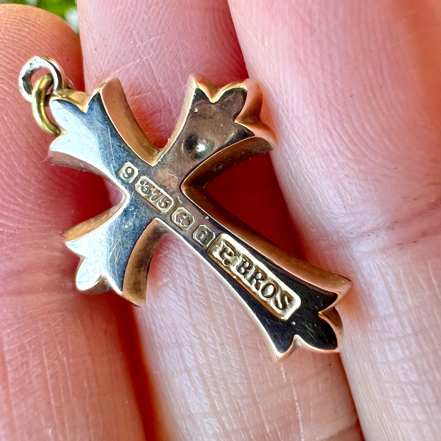 Edwardian 1903 Gold Fancy Cross Pendant with Pearl