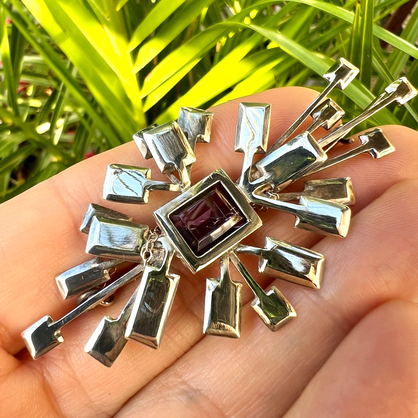 Vintage Gillian Packard Silver Sputnik Starburst Brooch