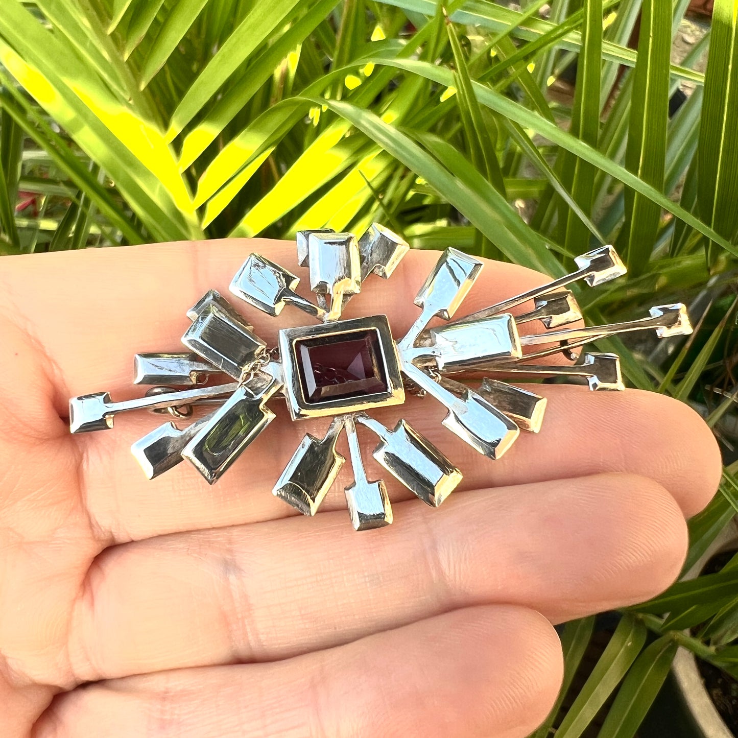 Vintage Gillian Packard Silver Sputnik Starburst Brooch