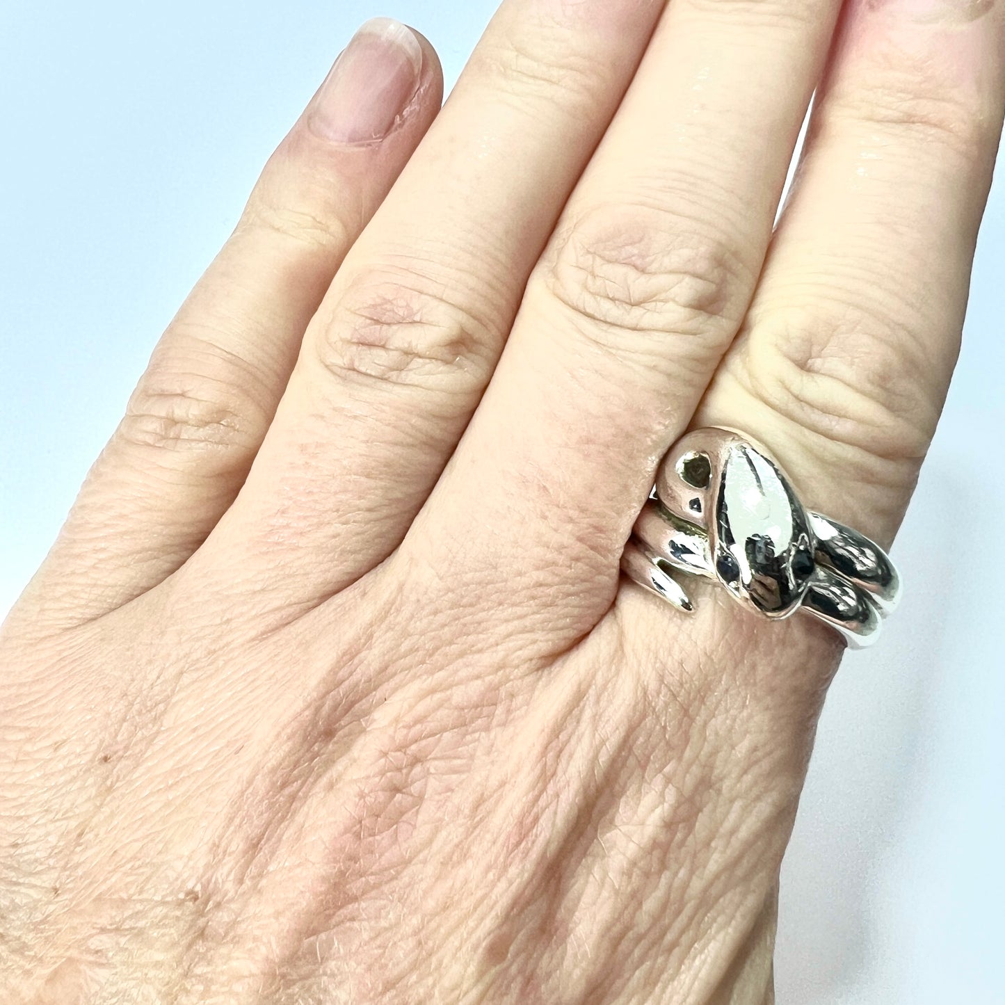 Large Victorian Style Sterling Silver Snake Ring