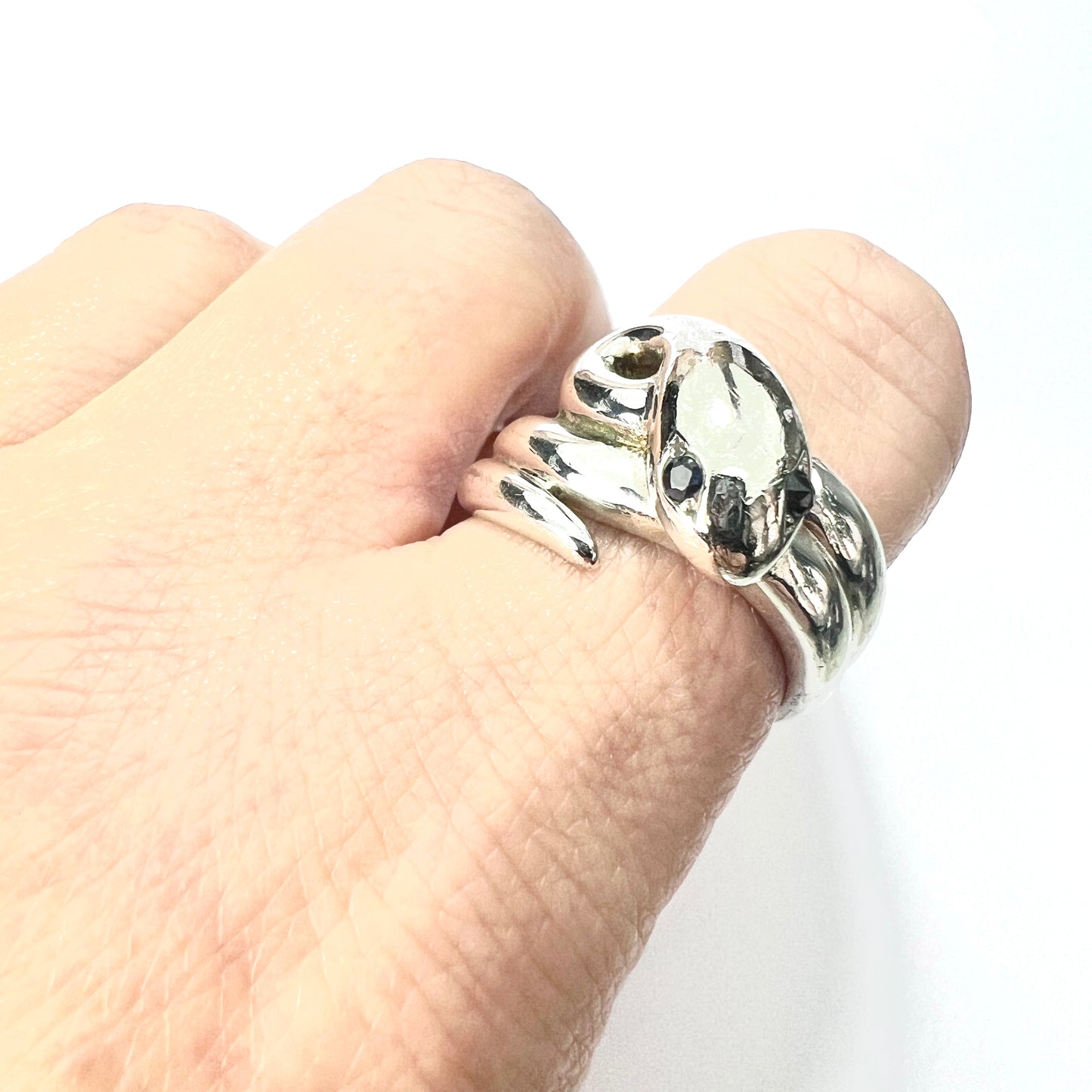 Large Victorian Style Sterling Silver Snake Ring
