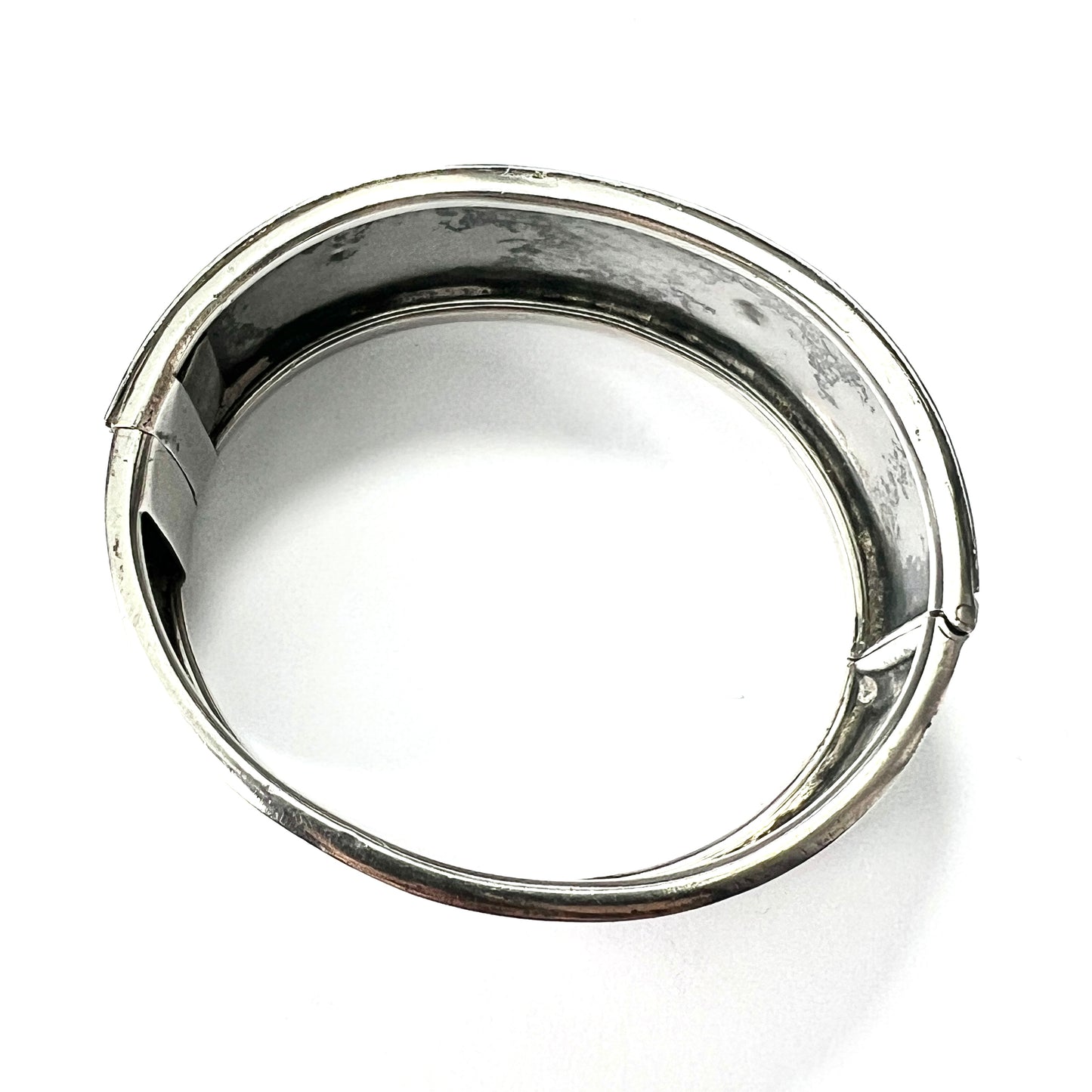 Victorian Silver and Gold Hinged Flower Bangle