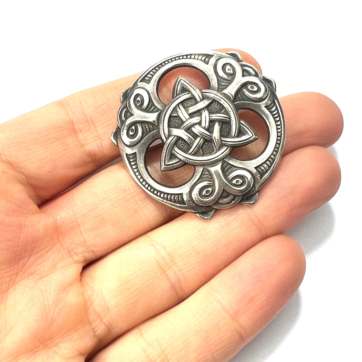 Antique Norwegian Arts and Crafts Silver Wolf Brooch