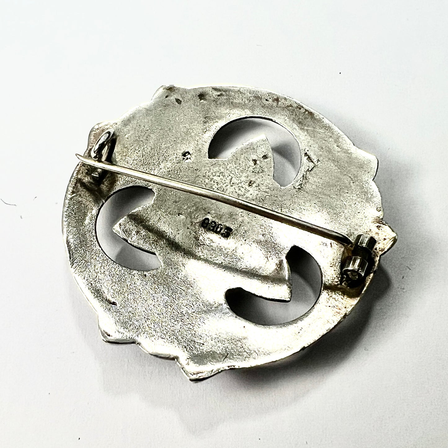 Antique Norwegian Arts and Crafts Silver Wolf Brooch